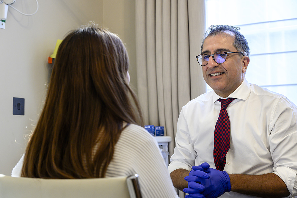 Maxillofacial consultant Professor Kaveh Shakib with patient